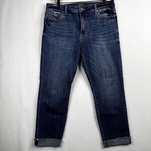 KUT From The Kloth High Rise Ankle Straight Leg Jeans Petite Women Sz 10P Cuffed